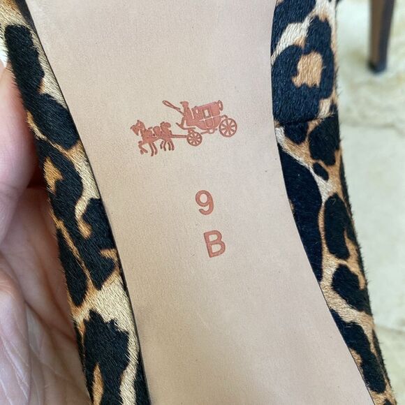 Coach Leather Leopard Print Pony Hair 4” Heels Platform Pumps - Picture 14 of 16